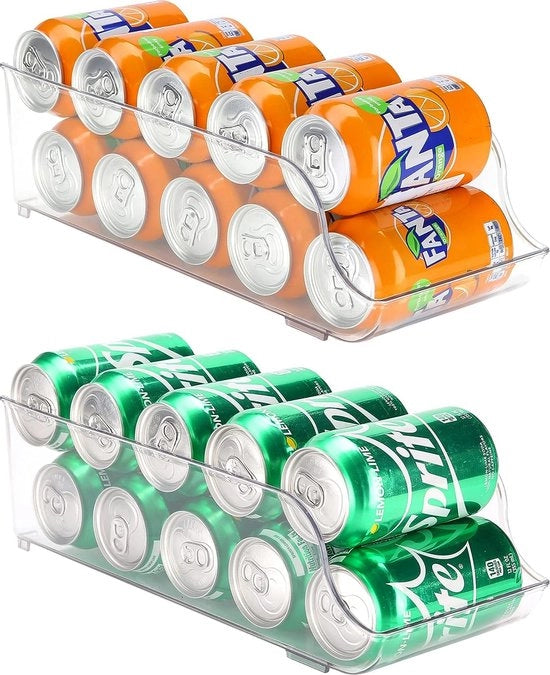 Set di 2 supporti per lattine organizzatore per lattine bevande, dispenser per lattine plastica stivabile lattine bevande organizzatore per la cucina scatola di conservazione contenitore