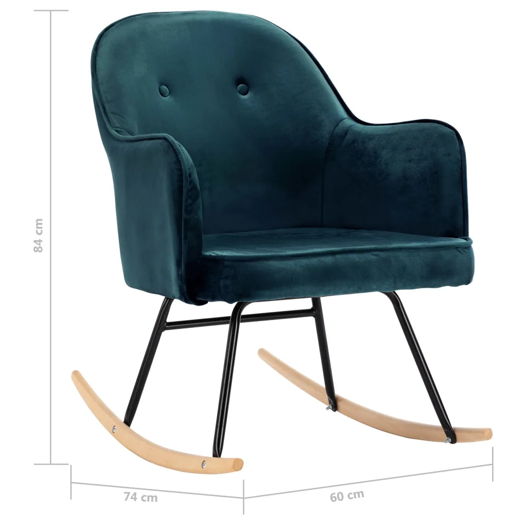 Sedia a Dondolo Blu in Velluto CFW5732376