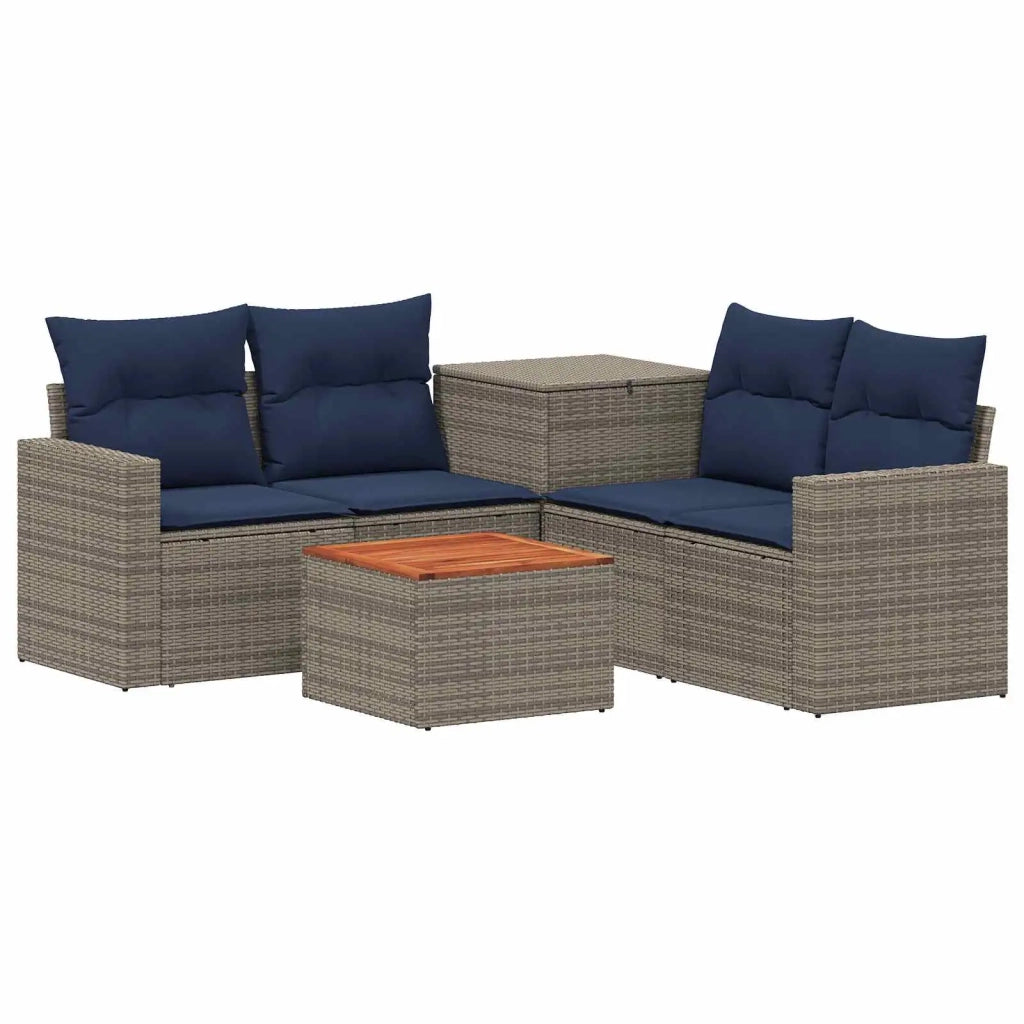 Set di divani 6 pz Grigio e Blu Navy Rattan sintetico e Acciaio 3447409