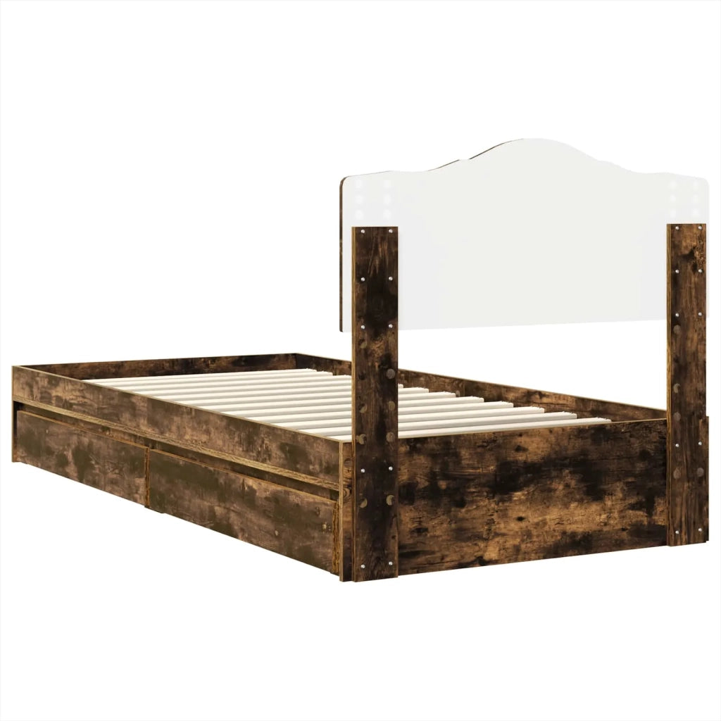 Letto con Contenitore Rovere fumé 70 x 190 cm Legno multistrato 3413149