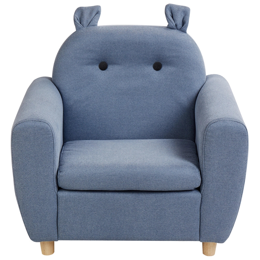 Sedia blu rivestita in lino con braccioli per bambini Design moderno