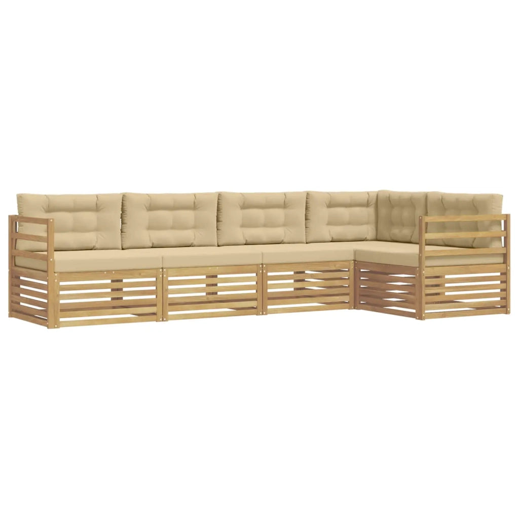 Set di divani da esterno 5 pcs Bianco e Beige Poliestere 3390468