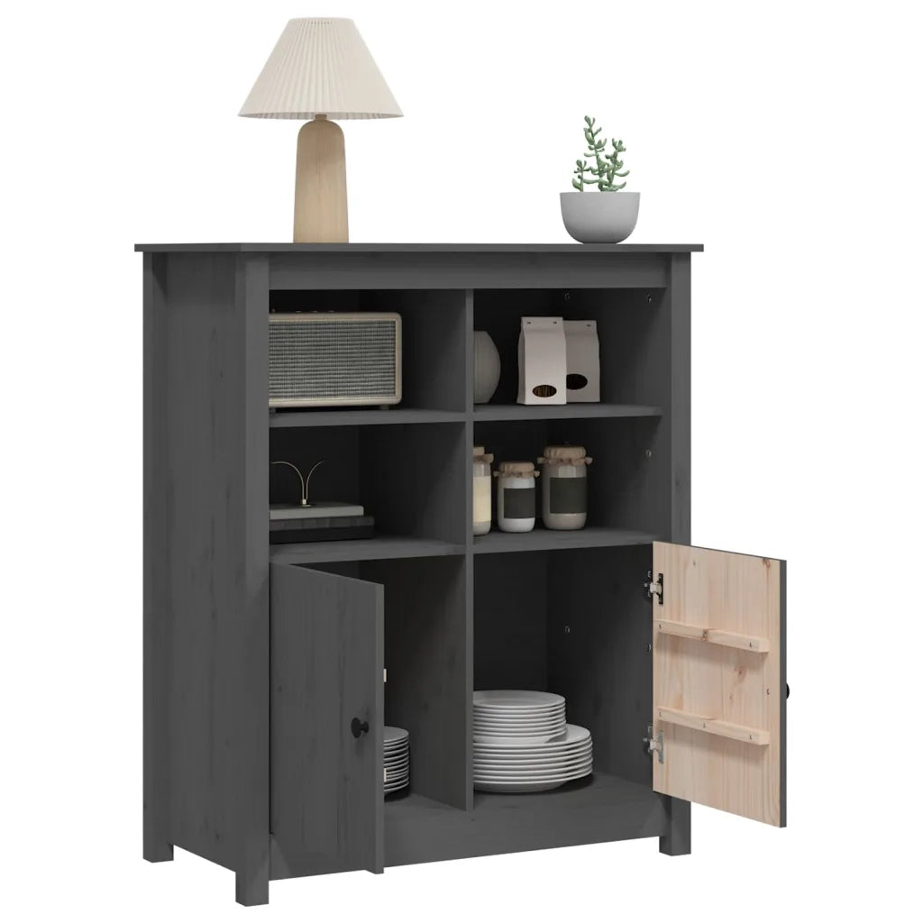 Credenza-Buffet-Armadio da cucina Grigia 83x41,5x100 cm in Legno Massello di Pino 694518