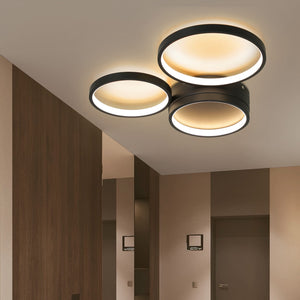 ZMH Lampada da soffitto LED 3 fiamme ad anello telecomando nera per camera letto