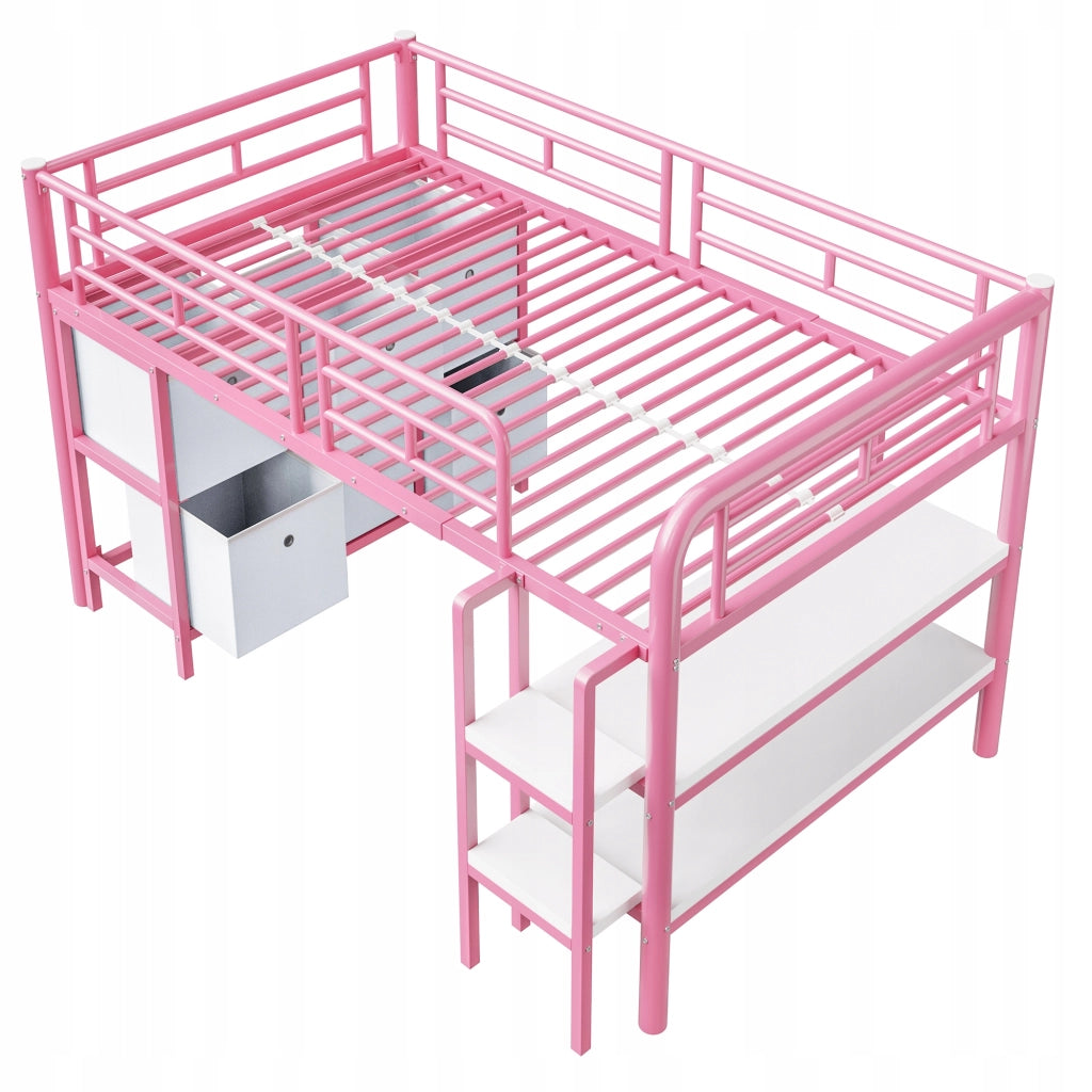 Letto singolo per bambini con spazio di archiviazione - Xylo - 90x200 - Rosa