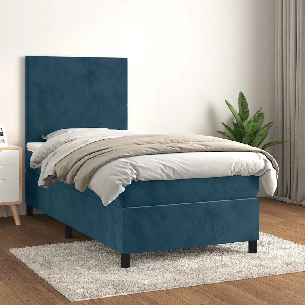 Giroletto a Molle con Materasso-Struttura Letto Blu Scuro 80x200 cm in Velluto 200758