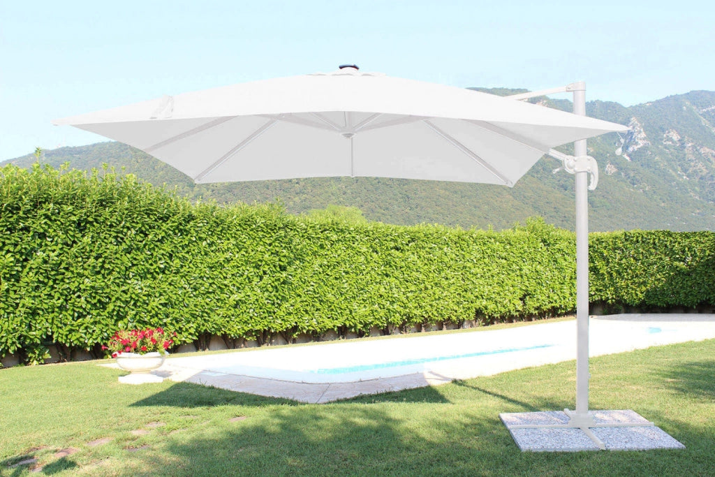 Ombrellone da Giardino con Led Pitagora 3x4 m in Alluminio Bianco Telo Bianco