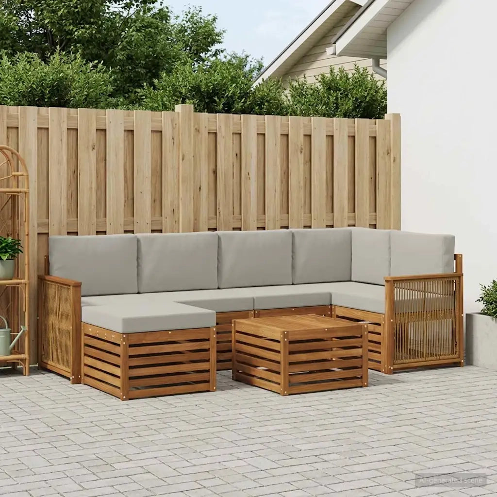 Set divano sezionale con cuscino 6 pcs Naturale e Grigio Chiaro 3384597