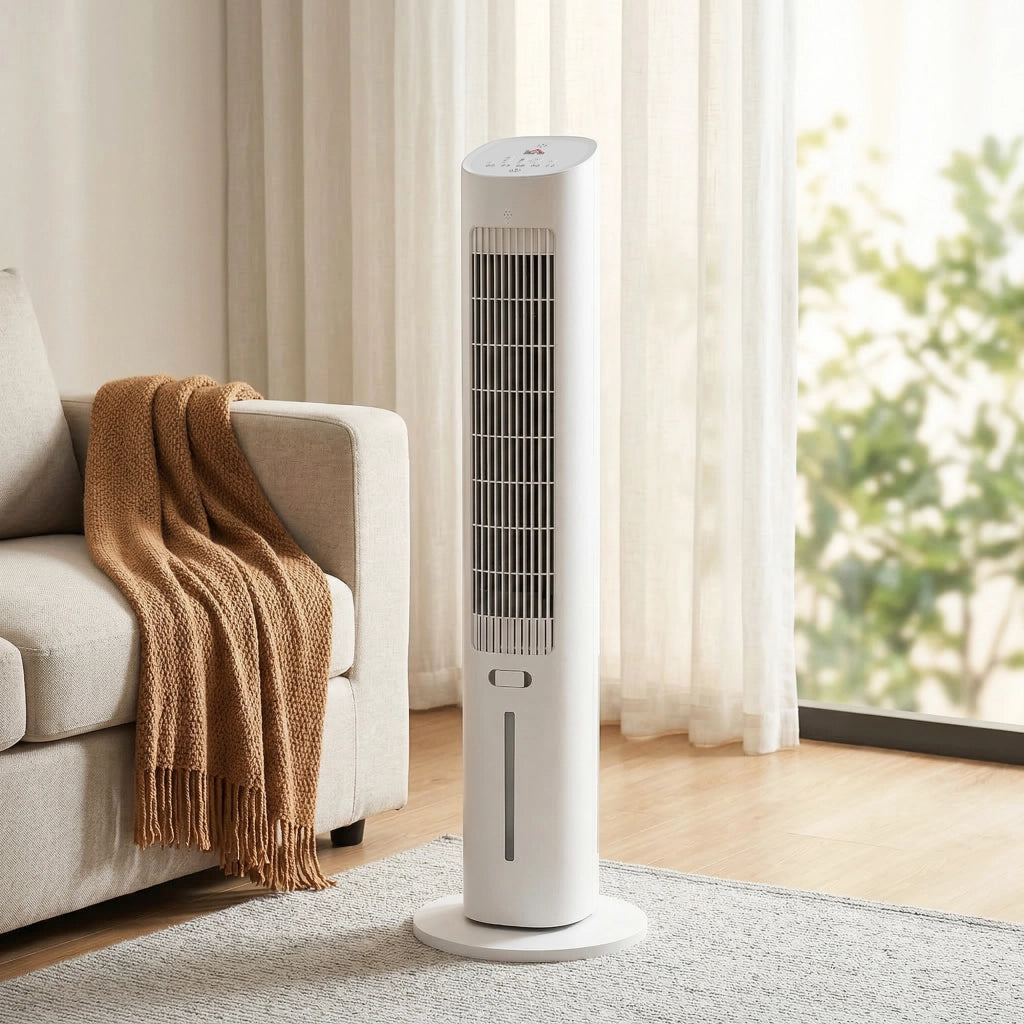 Raffrescatore d'Aria 3-in-1, Torre, Serbatoio 3 Litri, Portatile, Bianco.