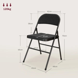 SEDIA PIEGHEVOLE Set da 4 pezzi 45x46x78 cm Nero in poliestere