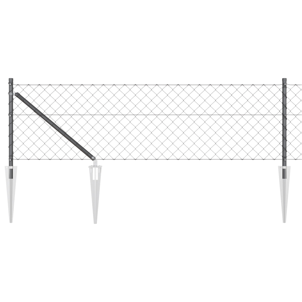 Recinzione a Rete con 7 Picchetti 0.4x10 m in Acciaio Galvanizzato