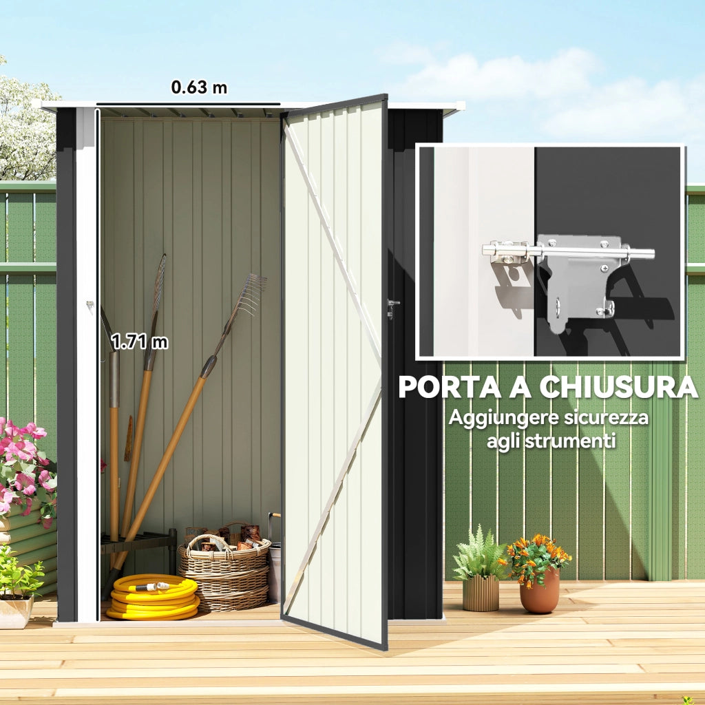 Capanno da Giardino in Metallo ¨C Zephmum ¨C Grigio Scuro 142x86x189 cm