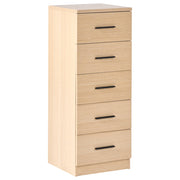 Cassettiera a 5 cassetti in MDF con finitura rovere marrone chiaro in stile scandinavo