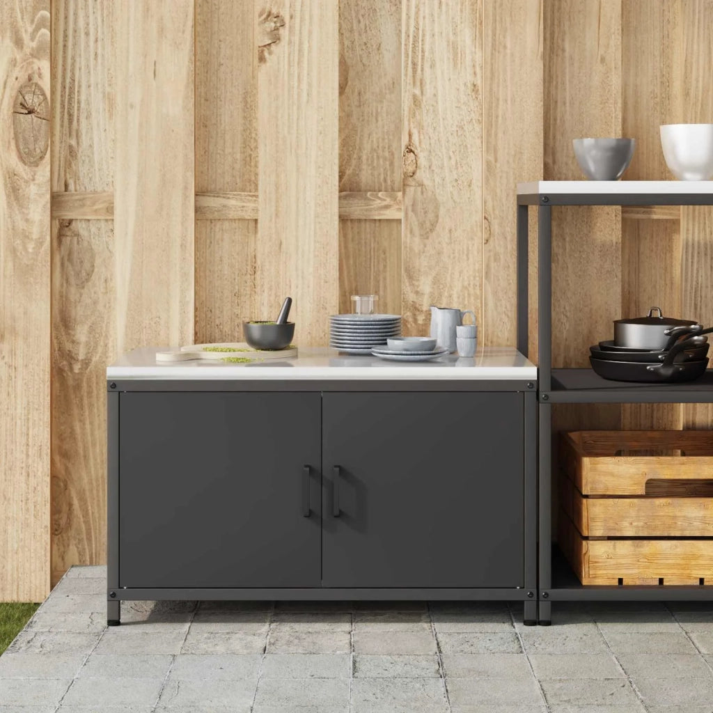 Stoccaggio in cucina con porta Nero 90 x 50 x 53 cm Acciaio 874996