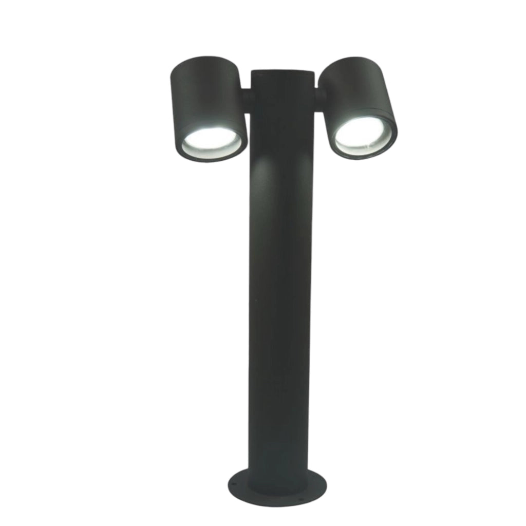 LAMPIONE PALO DA GIARDINO ILLUMINAZIONE CON 2 DIFFUSORI ORIENTABILI PER ESTERNO AD ATTACCO PER LAMPADINE LED GU10