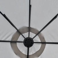 Ombrellone con LED Solari 4.5m, Ombrellone Doppio da Giardino, Ombrellone da Terrazza Ovale, Grigio Chiaro e Nero
