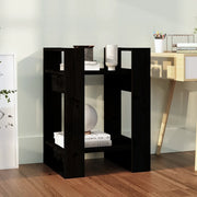 Libreria Divisorio-Scaffale per Libri-Mobile di Stoccaggio Nero 41x35x57 cm in Legno Massello di Pino