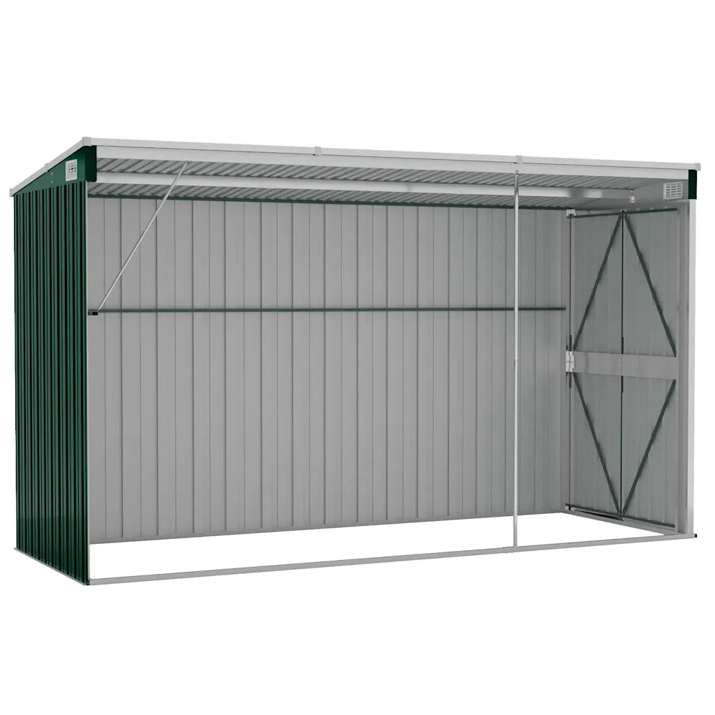 Capanno Giardino a Parete Verde 118x288x178 cm Acciaio Zincato