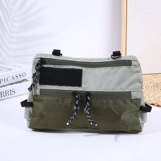 Borsa da messaggero per signora e signore, borsa da spalla regolabile per uso quotidiano - grigio + verde - 24,5 cm x 4,5 cm x 16 cm