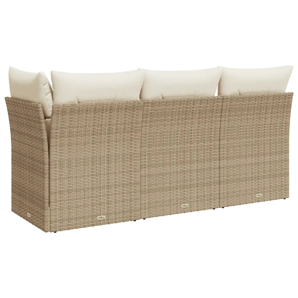 Divano da Giardino con Cuscini a 3 Posti-Sofa da giardino Beige in Polyrattan 828769