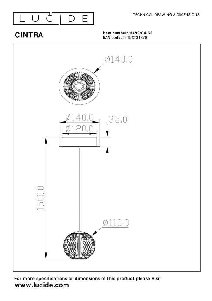 Lampada a sospensione Lucide Cintra sfera oro LED 4,2W