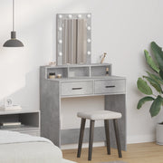 Tavolo da trucco vitaXL con luci LED Grigio cemento 79x41x140 cm