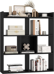 Libreria a Cubi con 7 Scomparti, Mensola Espositiva per l'Archiviazione, Libreria in Legno con Dispositivi Anti-Ribaltamento, per Studio Soggiorno, 80x20x90 cm (Nero)