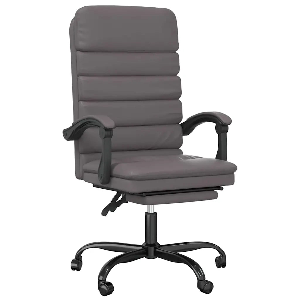 Sedia per studi-Poltrona da Ufficio Massaggiante Reclinabile Grigio Similpelle 695460