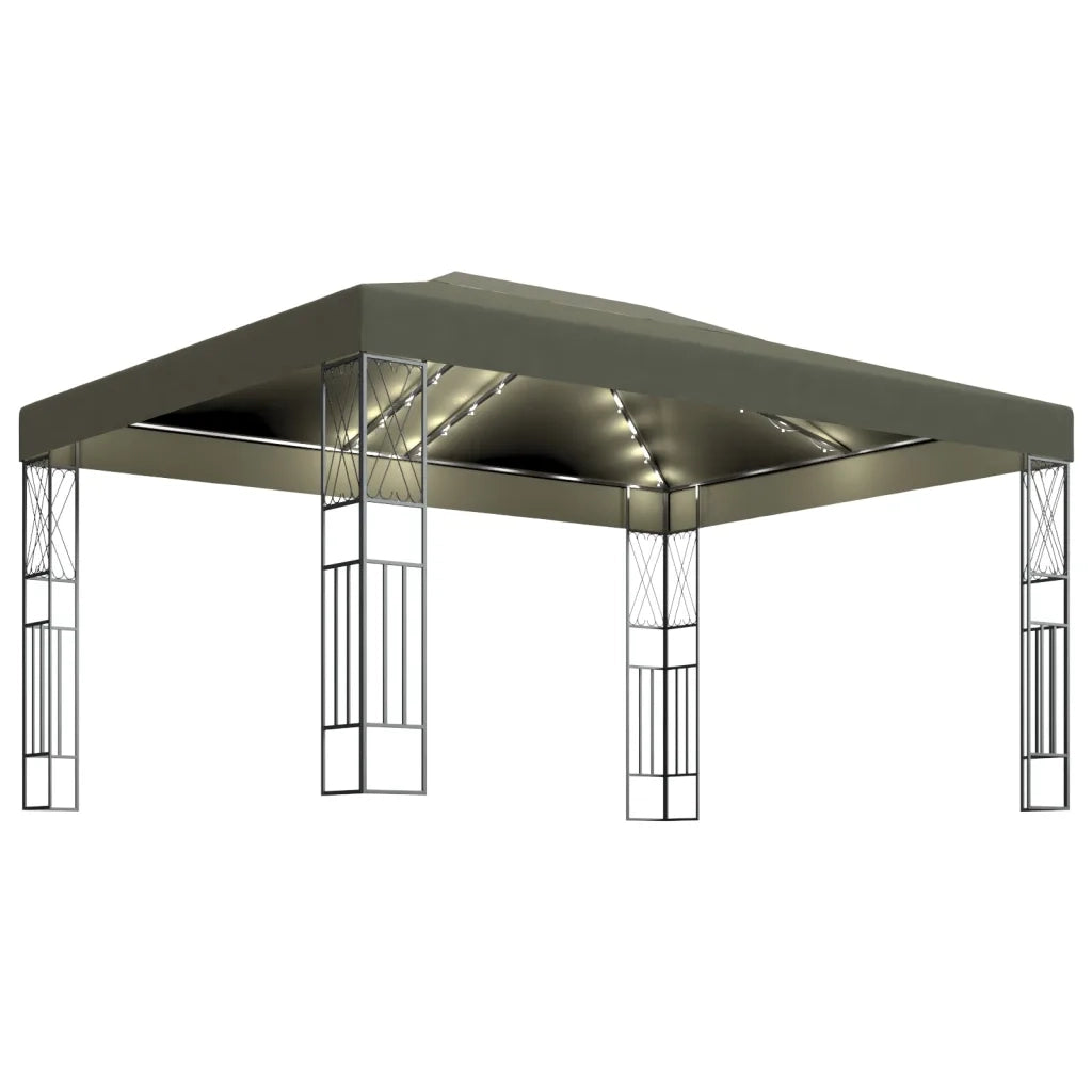 Gazebo con Luci a Stringa LED 3x4 m in Tessuto Grigio Talpa cod mxl 66074