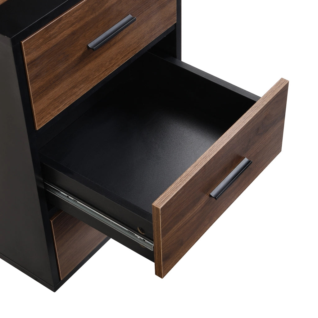 Scrivania lineare con 3 cassetti e organizer con supporto unità centrale per ufficio e studio marrone scuro 135.5 × 58 × 75 cm