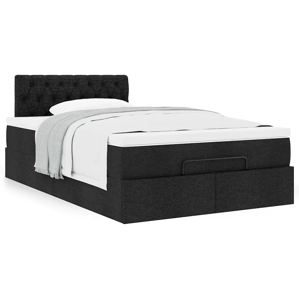 Pouf Letto con Materasso Nero 120x200 cm in Tessuto 3311534