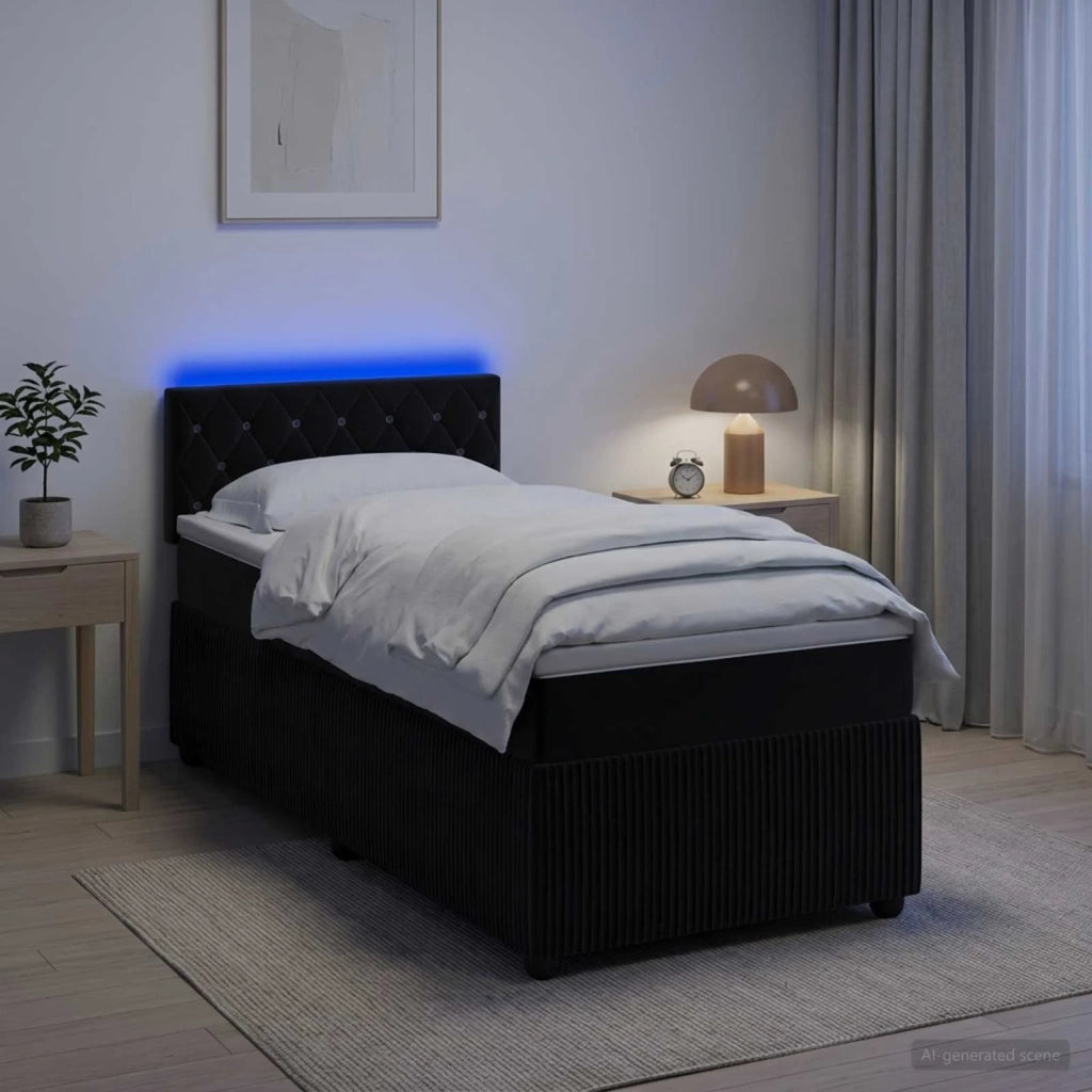 Letto box spring con materasso Nero 90 x 200 cm Velluto 3453061