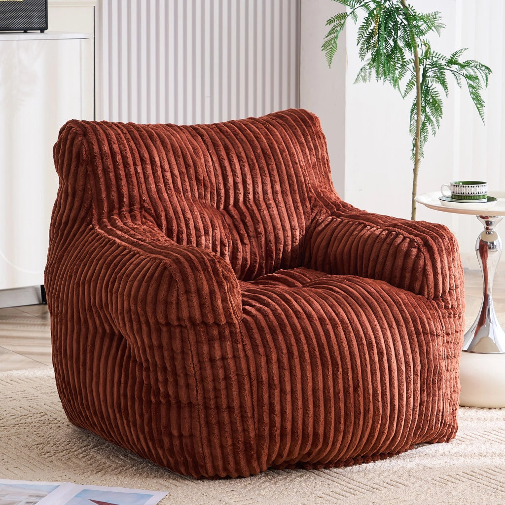 Pouf Sacco Imbottito in Tessuto Cord ¨C MINIMAL ¨C Rosso Mattone