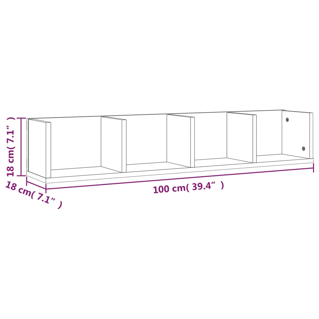Mensola a Muro CD Grigio Sonoma 100x18x18 cm Legno Multistrato 826618