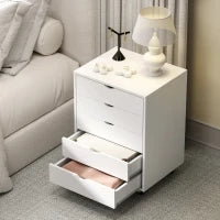 Cassettiera da Ufficio con 5 Cassetti per Documenti A3, Ruote e Blocco, 50x40x67.5 cm, Bianco