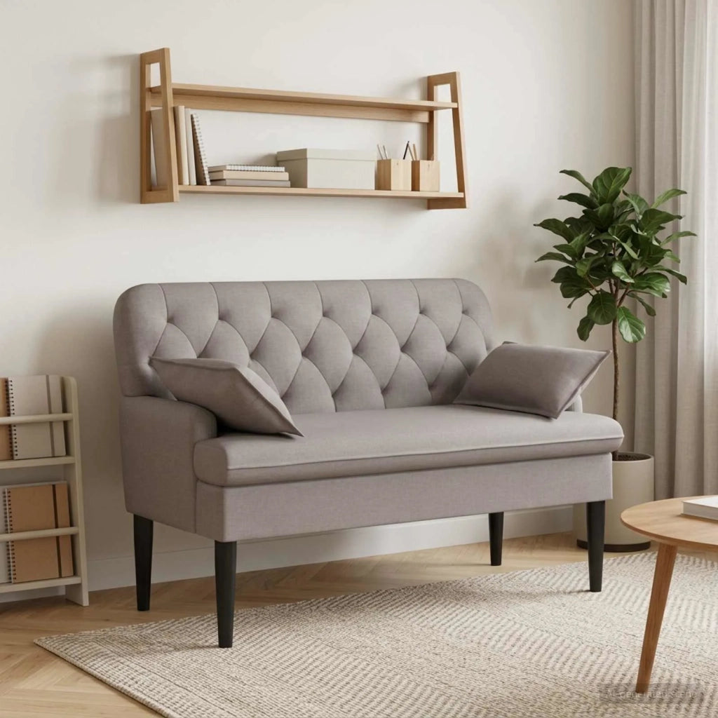 Loveseat con bottoni imbottiti Tortora 111 x 68 x 80 cm Tessuto 42041802