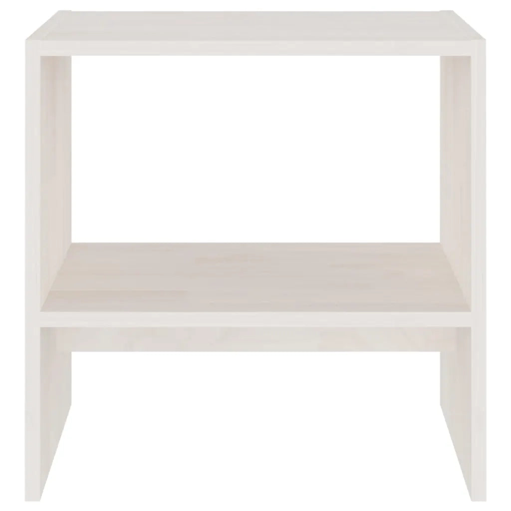 Comodini 2 pz-Set di 2 Tavolino da notte Bianchi 40x30,5x40 cm in Legno Massello di Pino 576965