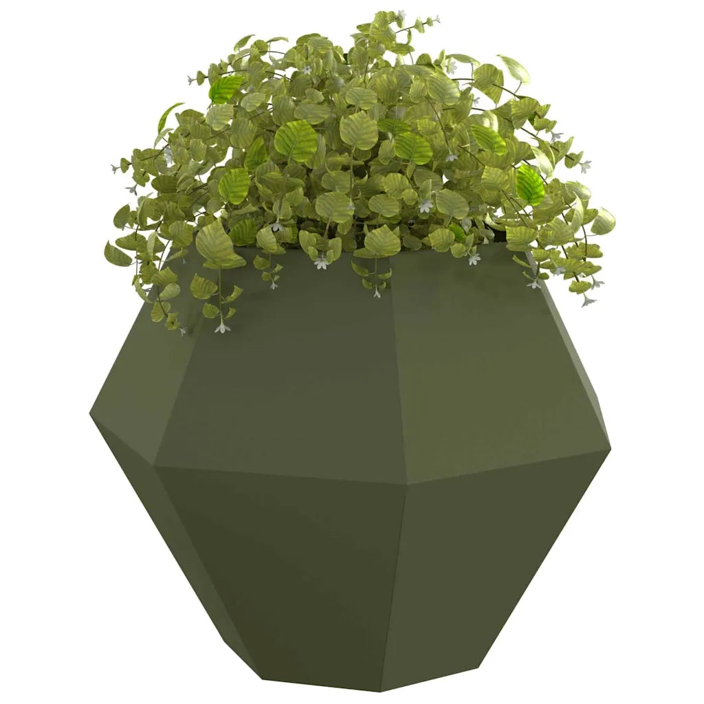 Fioriera 2 pcs Verde oliva 100 x 100 x 80 cm Acciaio