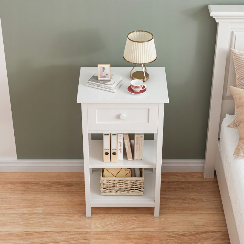 Tavolino da notte in legno con cassetto e 2 ripiani, stile loft moderno, 45 cm