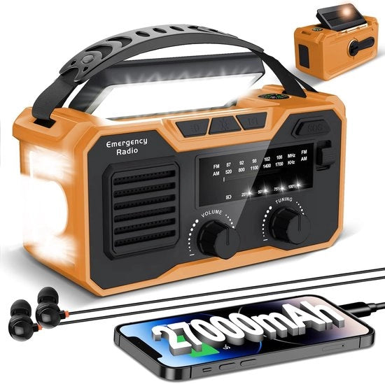 Radio Opwindbaar per Manubrio - Radio di Emergenza - Radio a Dinamo - Radio a Manubrio - Camping - Esterno - Situazioni di Emergenza - Viaggi - Survival