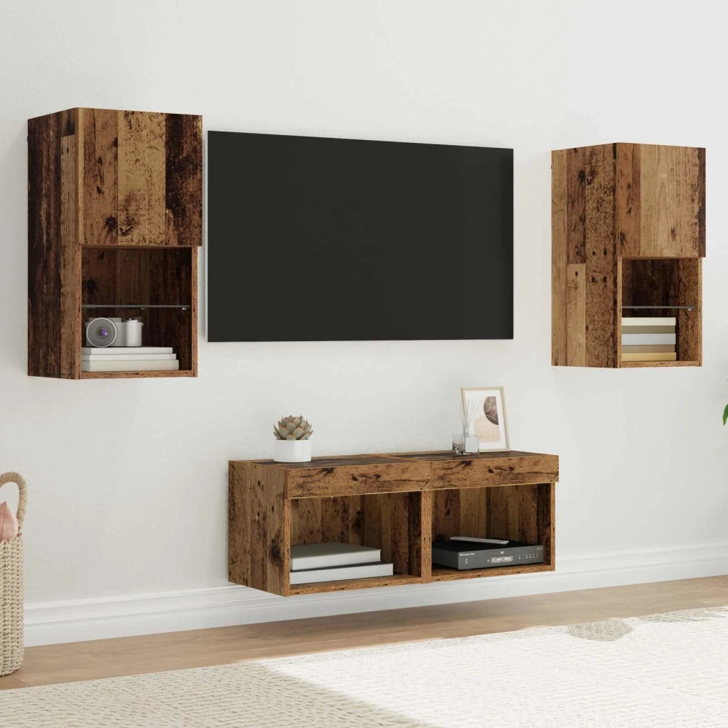 Mobiletti TV da Parete 4 pz-Set di 4 Credenza per TV sospesa Legno vecchio 30,5 x 30 x 60 cm