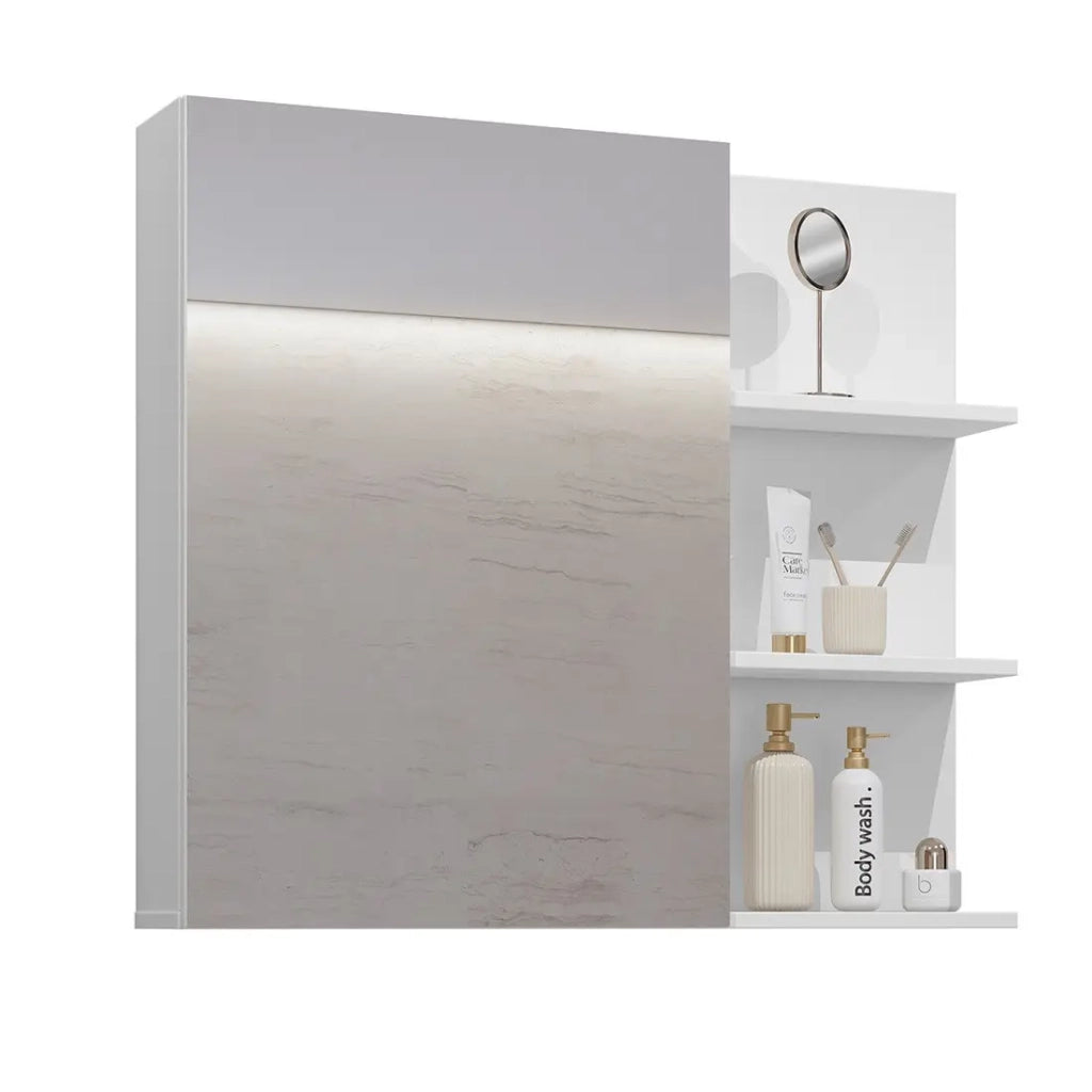 Specchio con mobile da bagno GOBI colore bianco e nero