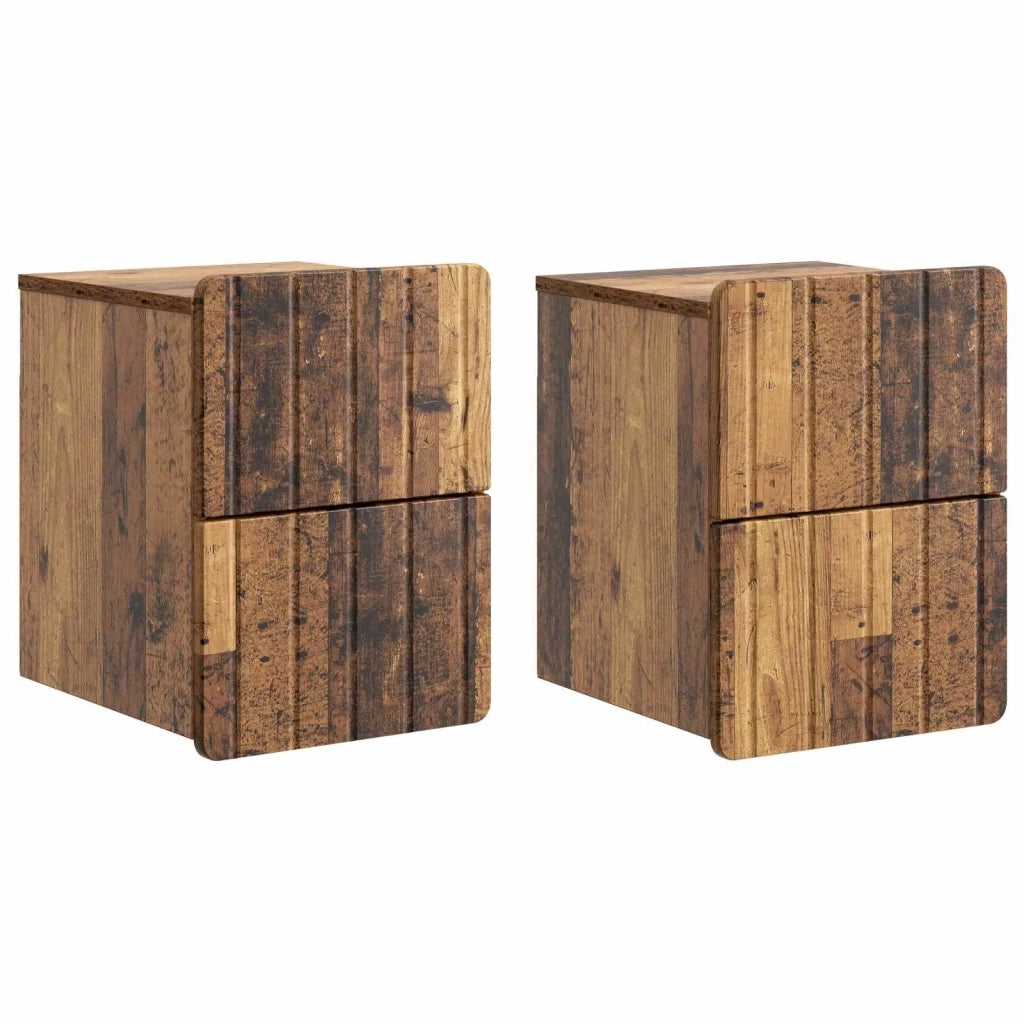 Mobiletto da notte a muro 2 pcs Legno antico 33 x 34,5 x 43 cm 898312