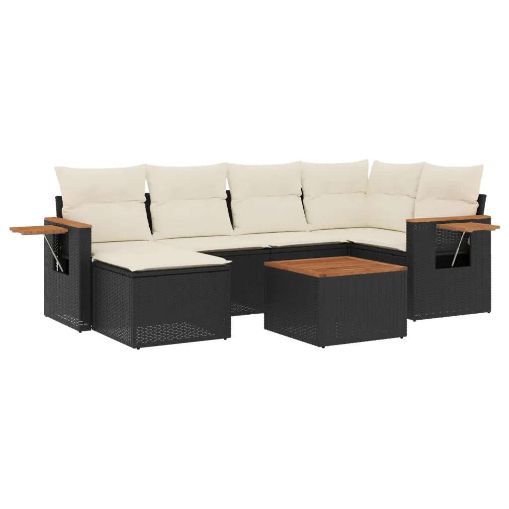 Set Divani da Giardino con Cuscini 7pz Nero Polyrattan 3227022