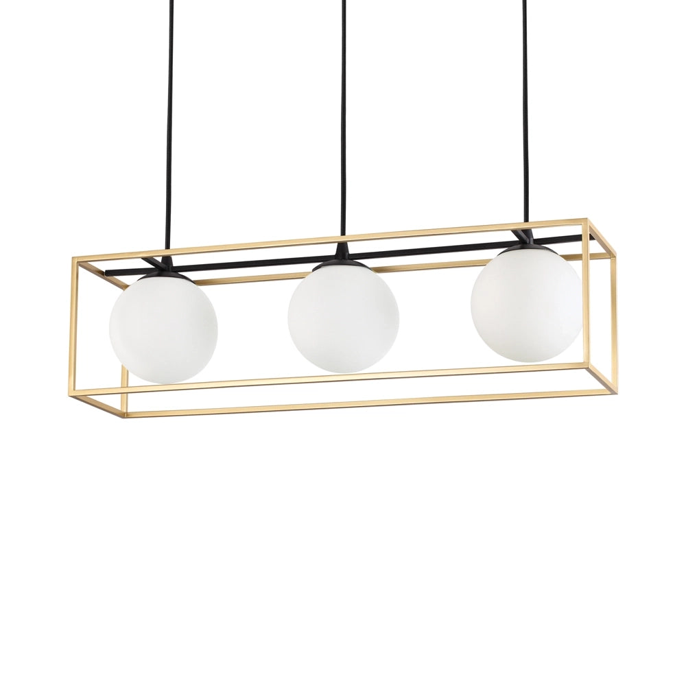 Sospensione Contemporanea Lingotto Metallo Ottone 3 Luci E14