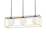 Sospensione Contemporanea Lingotto Metallo Ottone 3 Luci E14