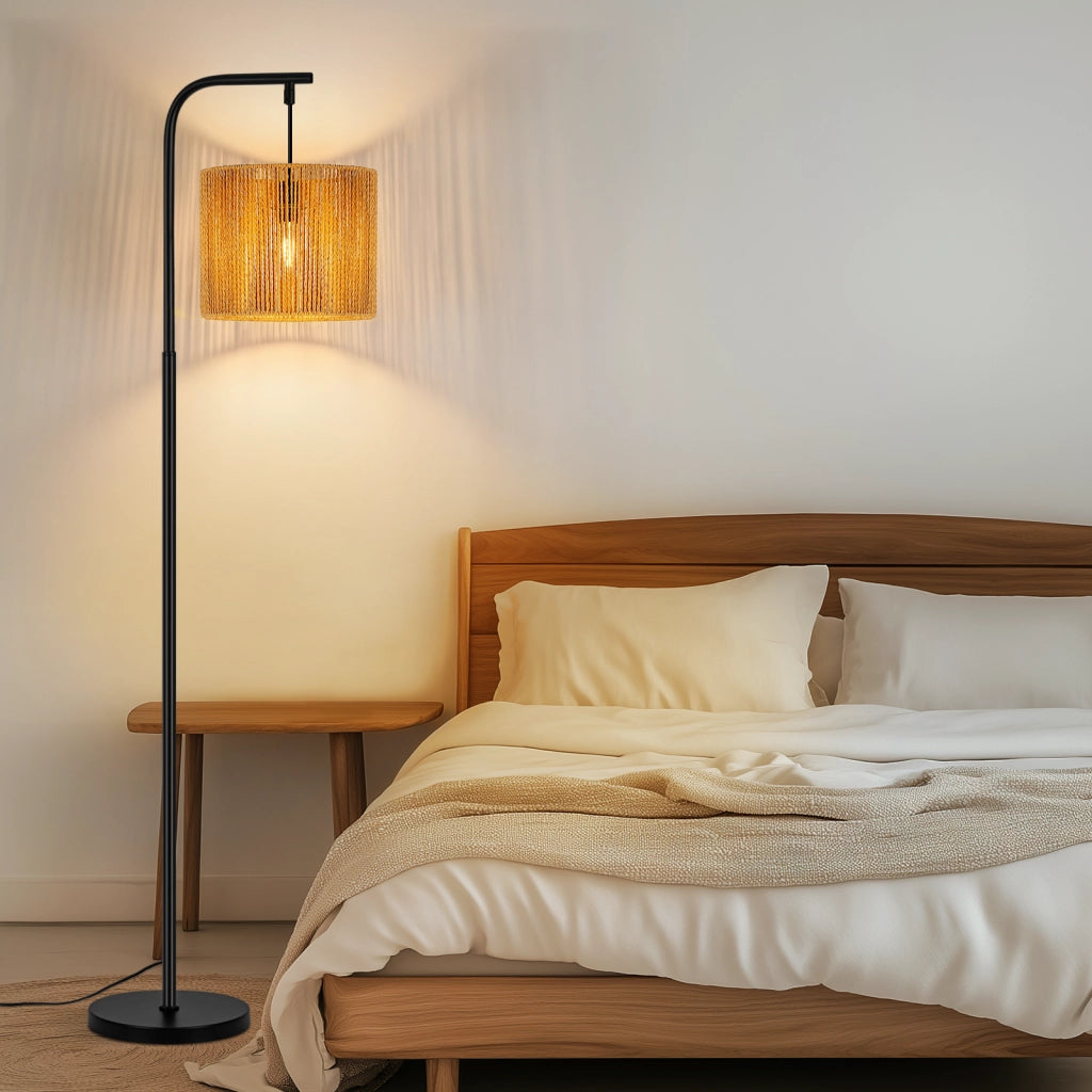 ZMH Lampada da Terra Vintage Nera E27 40W con Interruttore a Pedale Alta 164cm Adatta per Camera da Letto o Ufficio