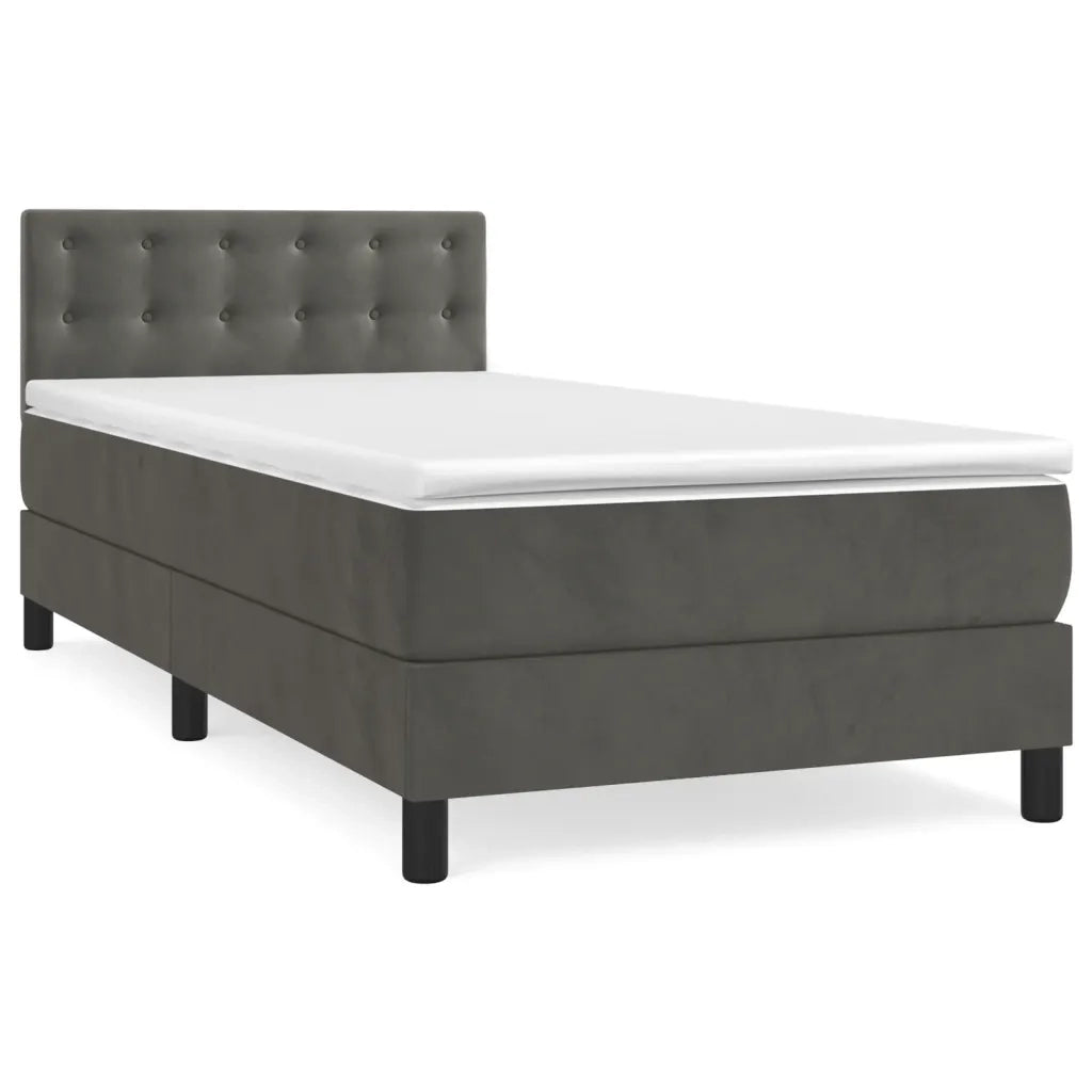 Giroletto a Molle con Materasso-Struttura Letto con Materasso Grigio Scuro 100x200 cm Velluto 409213