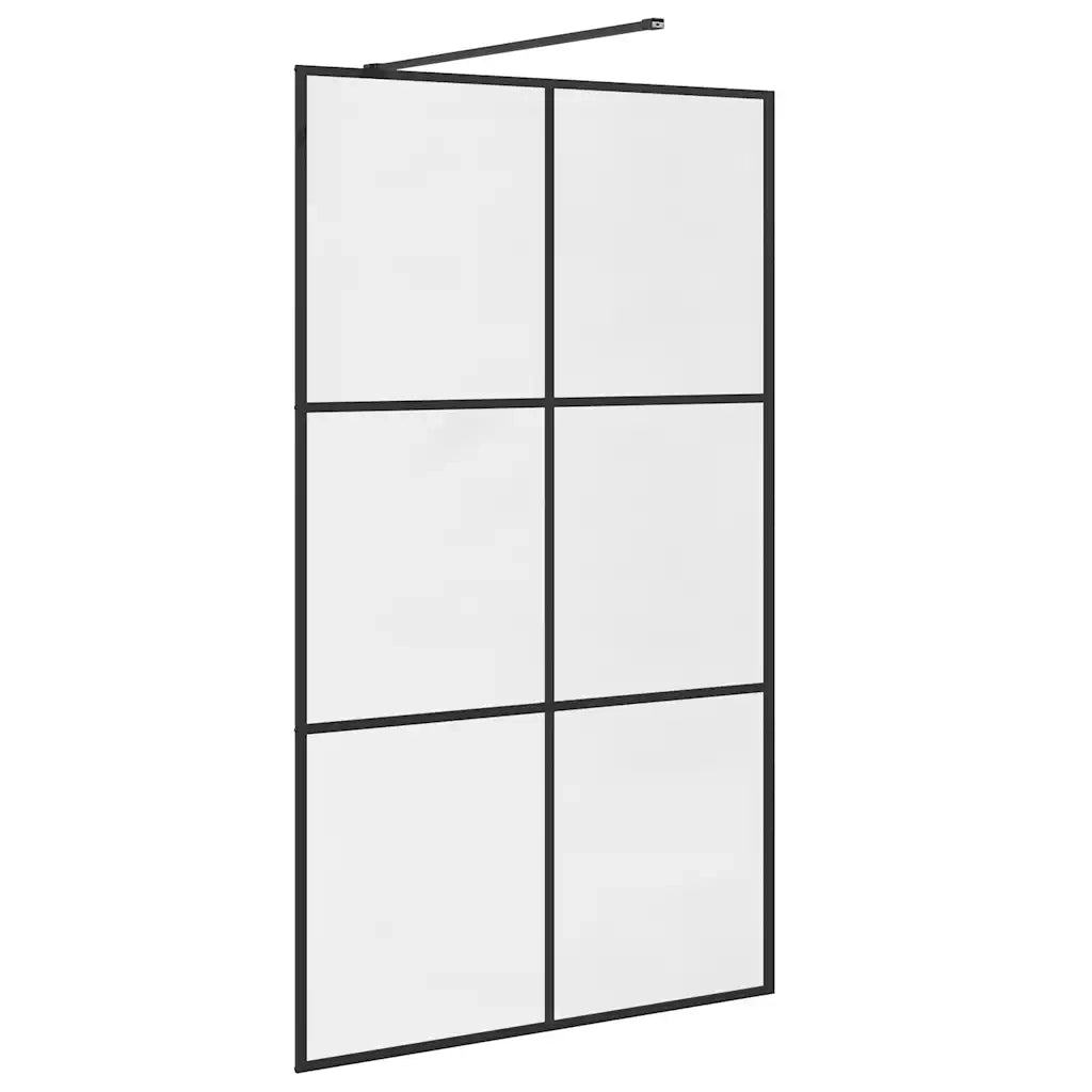 Parete per Doccia Walk-in Vetro Trasparente ESG 115x195cm Nera 151026