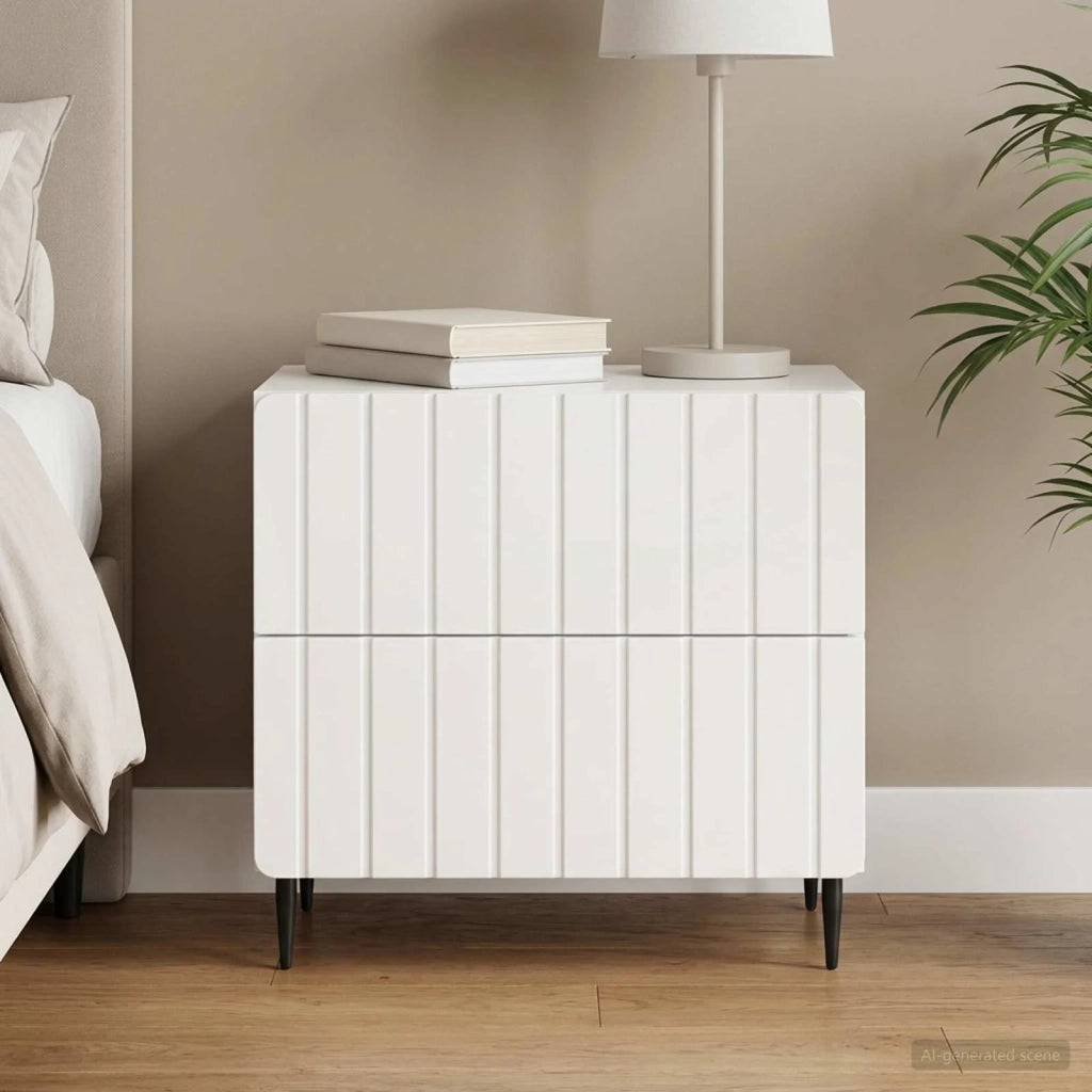 Armadio da Notte con cassetto Bianco Lucido 62 x 34,5 x 49,5 cm 894319